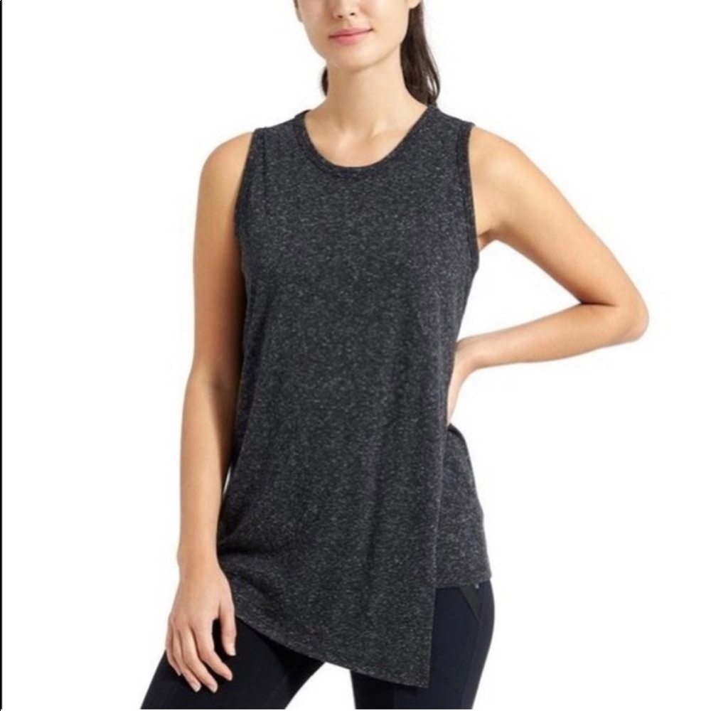 ATHLETA Dark Gray Heathered Getaway Tank Size Small Asymmetrical - Picture 1 of 8